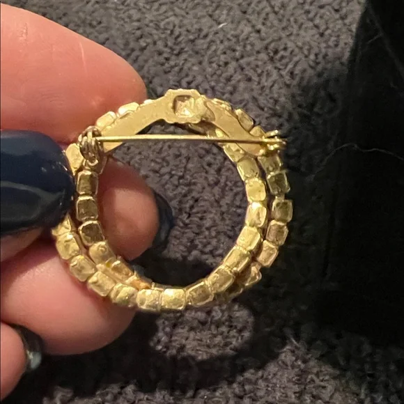 Vintage Double Circle A/B Rhinestone Brooch - Picture 5 of 8